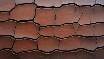 Detailed view of a cracked wood surface, showcasing unique patterns and textures photo