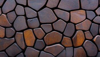 Close-up view of intricately arranged wooden pieces showcasing natural patterns and textures photo