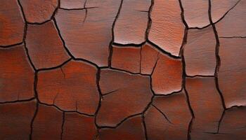 Detailed view of a cracked brown surface, showcasing intricate patterns and textures photo