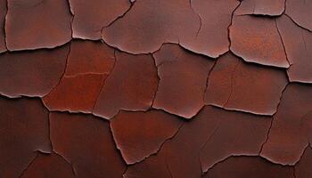 Deep red cracked surface showcases weathering, creating an interesting and rustic look photo