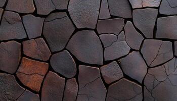 Close-up view of dark stones creating a unique and textured surface pattern photo