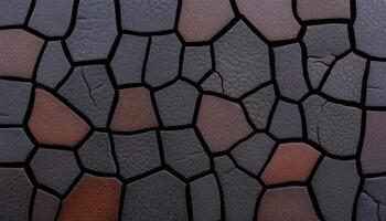 Detailed view of a textured surface showcasing irregular cracks and earthy hues photo