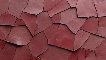 Close-up view of an intricate arrangement of textured red and brown pieces resembling stone photo