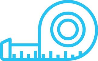 Minimalist tape measure icon, light blue outline, spiral design, geometric shape, simple graph bars, clean lines vector