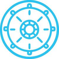 Ship's wheel, nautical icon, blue outline, circular design, minimalist, geometric pattern, maritime symbo vector