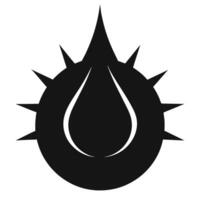 Black and white logo, teardrop shape, spiked circle, minimalist design, sharp points, symmetrical composition vector