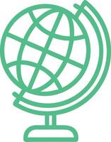 Globe icon, desk globe, green outline, simplified design, geometric pattern, world map vector