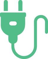 Green electrical plug icon, minimalist design, flat graphic, eco-friendly energy symbol, simplified power cord illustration vector