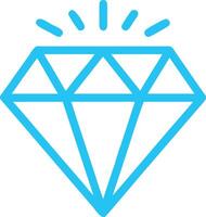Minimalist diamond icon, bright cyan blue, geometric shapes, flat design, clean lines, sparkling effect vector