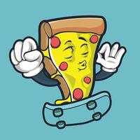 pizza with skateboard vector