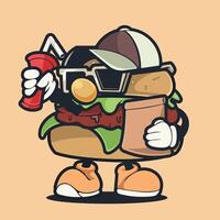 burger holding bag vector