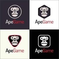Gorilla ape monkey joystick face shape logo set template design vector