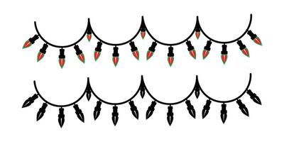 A set of black and red eyelashes with green tips vector