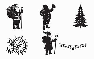 Christmas icons set with santa claus, christmas tree, and other symbols vector