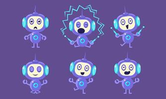 Cute Robot Character Set, Adorable Robotics Showing Different Emotions Illustration vector
