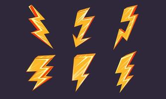 Lightning Bolt Set, Thunderbolts of Different Shapes Illustration vector