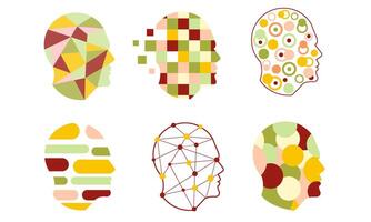 Human Head Abstract Design with Geometric Elements, Modern Digital Technology, Creative Idea Illustration vector