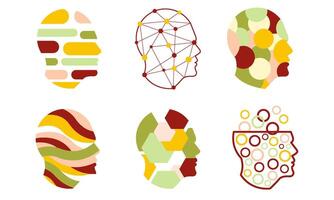 Human Head Abstract Design with Colorful Geometric Elements, Modern Digital Technology, Creative Idea Illustration vector