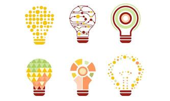 Light Bulbs Abstract Design with Colorful Geometric Elements, Modern Digital Technology, Creative Idea Illustration vector