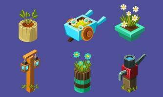 Cute Fantasy Landscape Elements Set, User Interface Assets for Mobile App or Game Illustration vector