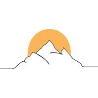 Sunset single-line art on a white artboard captures the tranquil beauty of the setting sun, with a continuous line gracefully tracing the horizon against the simplicity of a blank canvas vector
