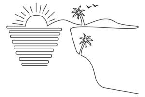The elegance of sunset single-line art lies in its simplicity, capturing the complex beauty of a sunset with just one continuous line. vector
