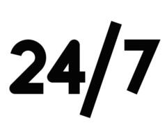 A black and white logo with the number 24 7 vector
