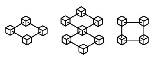 A drawing of three different shapes that are arranged in a line vector