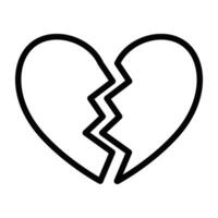 A broken heart icon on a white background vector