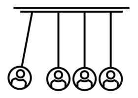 A black and white drawing of people hanging from a swing vector