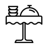 A black and white illustration of a table with a plate and a bowl vector