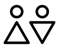 A black and white image of two people with a triangle vector