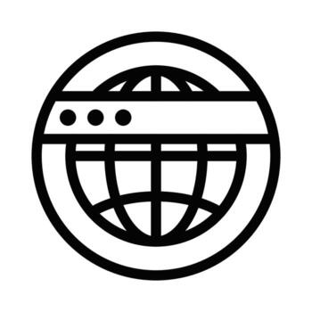 A black and white image of a globe with a band around it vector