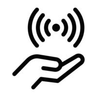 Wireless signal held by hand icon . Editable stroke. vector