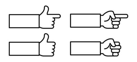 Hand gesture icon set in outline style. Editable stroke. vector