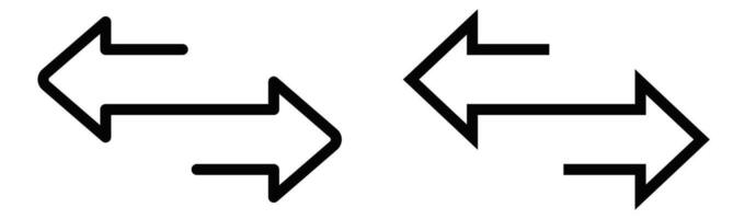 Left and right arrow icons in outline style. Editable stroke. vector
