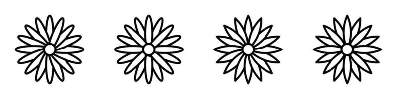 Flower pattern icon set in minimal style. Editable stroke. vector
