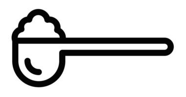 illustration of a measuring spoon with powder inside. Editable stroke. vector