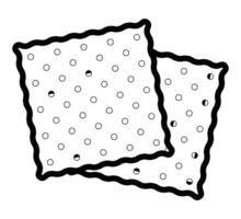illustration of two crispy crackers with dotted patterns. Editable stroke. vector