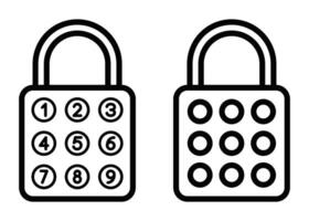 illustration of numeric smart lock icons. Editable stroke. vector