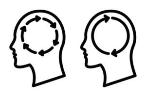 illustration of two heads with arrow circles. Editable stroke. vector