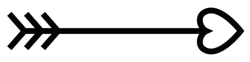 Cupid arrow with a heart-shaped tip. Editable stroke. vector