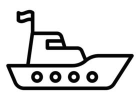 Minimalistic ship icon with a flag. Editable stroke. vector