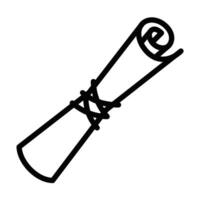Scroll icon in outline style with a tied ribbon. Editable stroke. vector