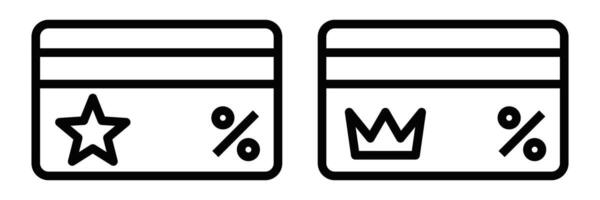 Outline icon of discount cards with symbols. Editable stroke. vector