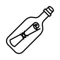 Outline icon of a bottle with a scroll inside. Editable stroke.q vector