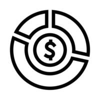 Outline icon of a pie chart with a dollar symbol. Editable stroke. vector