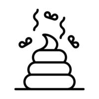 Outline icon of a pile of poo with flies. Editable stroke. vector