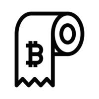 Outline icon of toilet paper roll with Bitcoin symbol. Editable stroke. vector