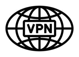VPN global network icon for privacy. Editable stroke. vector